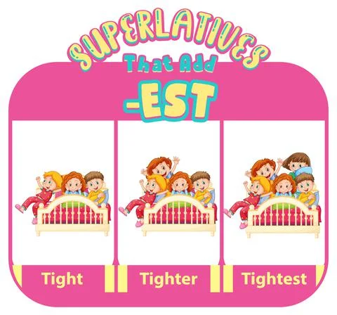 Comparative and Superlative Adjectives for word tight Stock Illustration