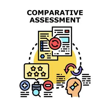 Comparative assessment concept evaluating data and performance Stock Illustration