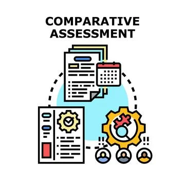 Comparative assessment process evaluating data and performance Illustrazione stock