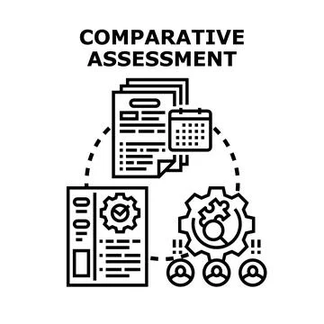 Comparative assessment process evaluating data and performance Illustrazione stock