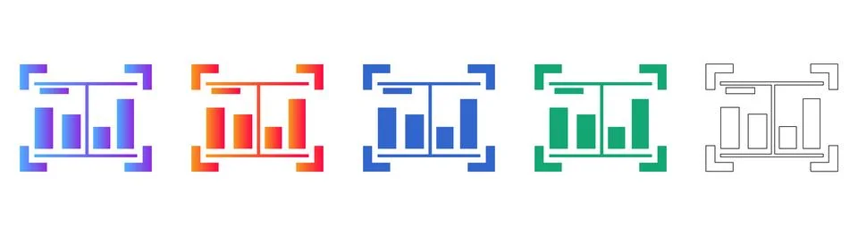 Comparative Chart Focus Frame Icons Stock Illustration