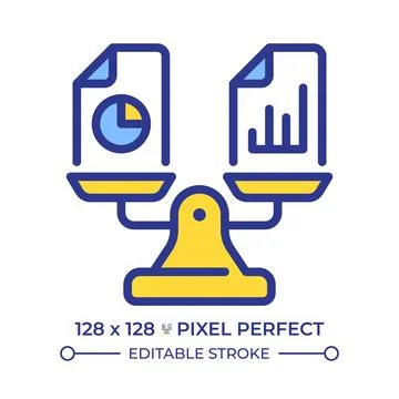 Comparative financials pixel perfect line color icon Stock Illustration