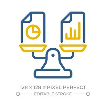 Comparative financials pixel perfect two color line icon Stock Illustration