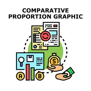 Comparative graphic analyzing financial data proportion Stock Illustration