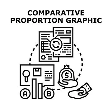 Comparative graphic analyzing financial data proportion 库存插图