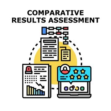 Comparative results assessment analyzing business data performance Stock Illustration