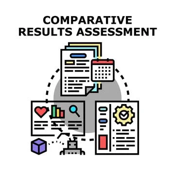 Comparative results assessment analyzing business data evaluation Stock Illustration