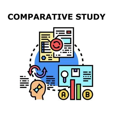 Comparative study analyzing data and making decisions Stock Illustration