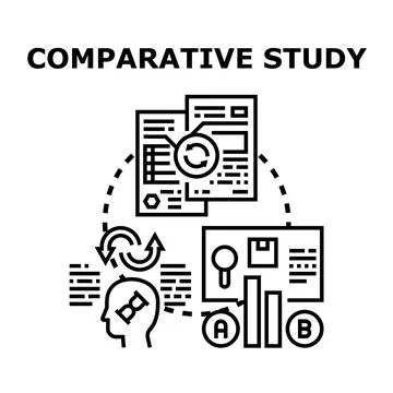 Comparative study analyzing data and making decisions Stock Illustration