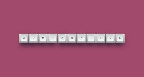 Comparative text on a 3d keyboard button with shadow concept series Иллюстрация