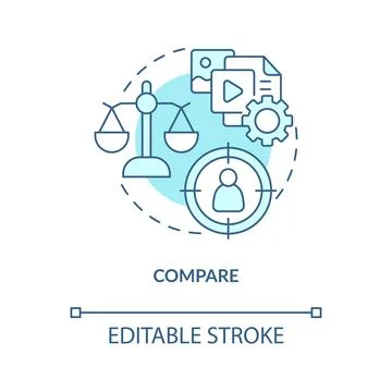 Compare and analyze turquoise concept icon Stock Illustration