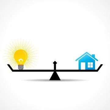Compare home and bulb idea  concept vector Stock Illustration