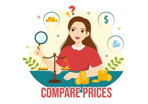Compare Prices Vector Illustration of Inflation in Economy, Scales with Pri.. Stock Illustration
