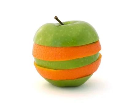 Comparing apples to oranges Stock Photos