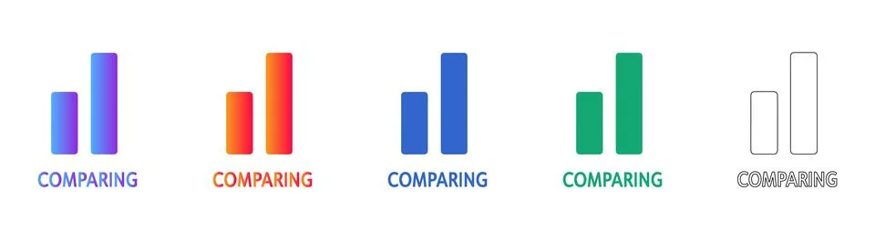 Comparing Bar Chart Data Analysis Icons 스톡 일러스트