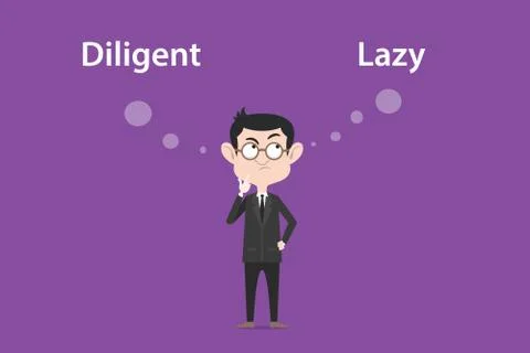 Comparing benefits between become a diligent or lazy person illustration with a 스톡 일러스트