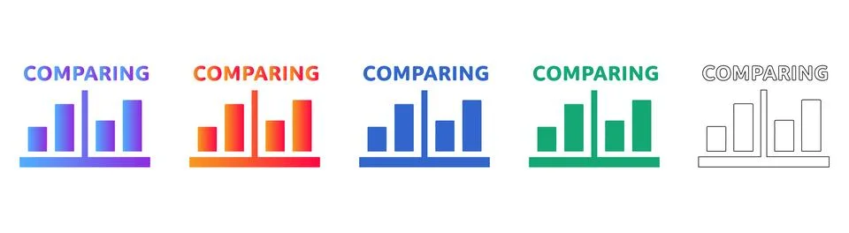 Comparing Data Bar Chart Icons Stock Illustration