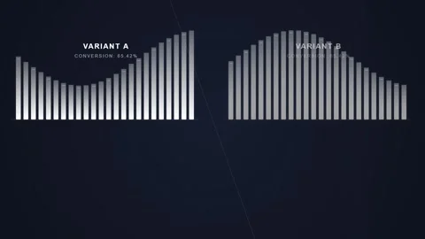 Comparing Data Charts: Variant A vs Variant B Bar Graphs on Dark Background Stock Footage 348421380