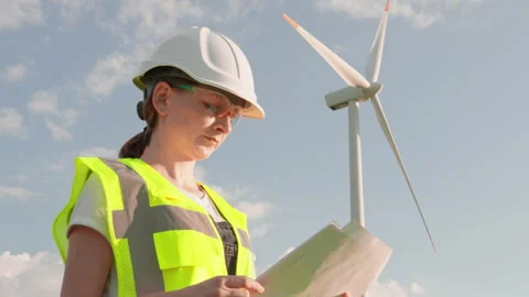 By comparing the data, the female engineer ensures the smooth operation of the Video stock 249277776