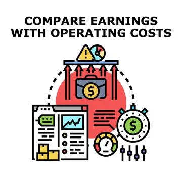 Comparing earnings with operating costs for business analysis Stock Illustration