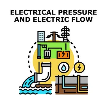 Comparing electrical pressure and liquid flow energy concepts Stock Illustration