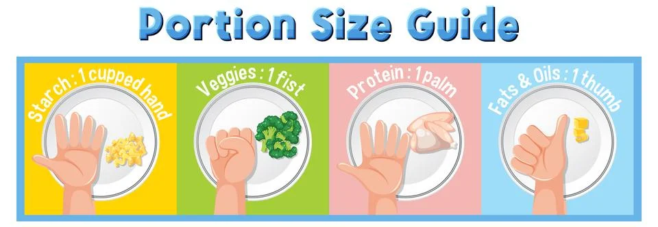 Comparing Hand Portion Sizes for Healthy Eating Illustrazione stock
