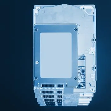 Comparing HDD to SSD computer disl Stock Photos