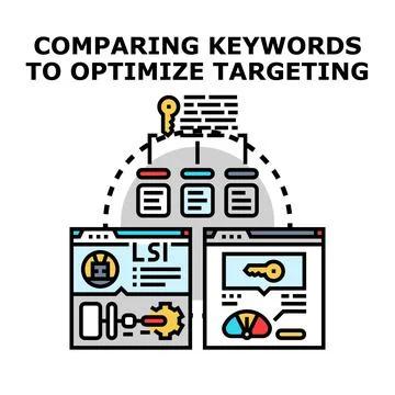 Comparing keywords optimizing online targeting for digital marketing strategy Illustrazione stock
