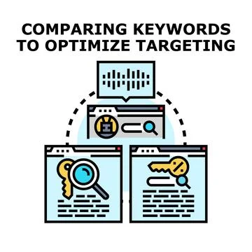 Comparing keywords for optimizing targeting strategy Stock Illustration
