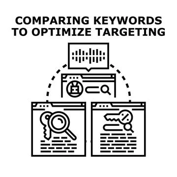 Comparing keywords for optimizing targeting strategy Stock Illustration