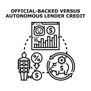 Comparing official backed and autonomous lender credit options Stock Illustration