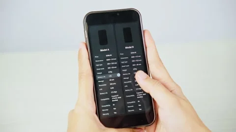 Comparing Products on Smartphone From Side View Video stock 347178765