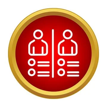 Comparing profiles and demographics data in red circle icon Illustrazione stock