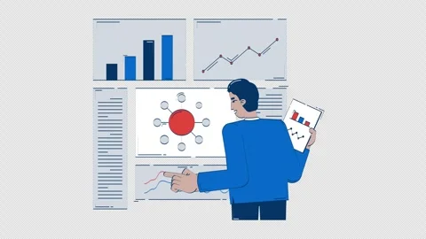 Comparing results and data evaluation doodle animation Stock Footage 314450014