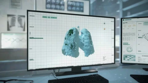 Comparing results of CT scans in patients with severe Covid-19 pneumonia Stock Footage 220888464