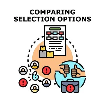Comparing selection options for business decision making Illustrazione stock