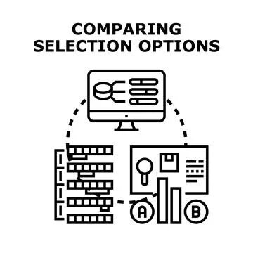 Comparing selection options for business strategy analysis Stockillustratie