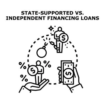 Comparing state supported versus independent financing loans concept 스톡 일러스트