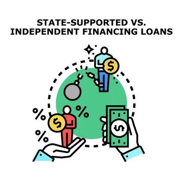 Comparing state supported versus independent financing loans concept 스톡 일러스트
