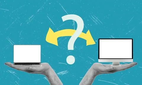 Comparing two laptops for optimal performance and design choices in technolog Stock Photos