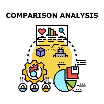 Comparison analysis concept analyzing data information strategy Stock Illustration
