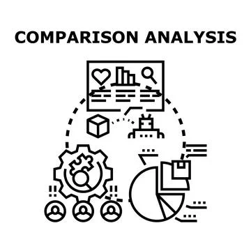 Comparison analysis concept analyzing data information strategy Stock Illustration