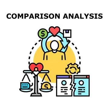 Comparison analysis concept comparing choices and options Stock Illustration