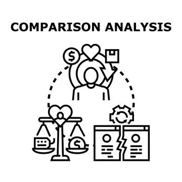 Comparison analysis concept comparing choices and options Stock Illustration