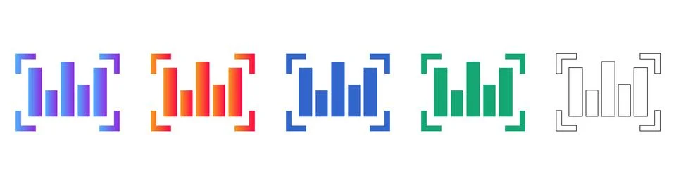 Comparison Bar Chart Icon Collection Illustrazione stock