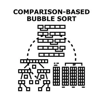 Comparison based bubble sort algorithm data processing concept Stock Illustration