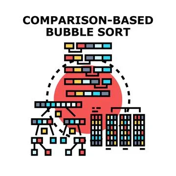 Comparison based bubble sort algorithm data processing concept Stock Illustration