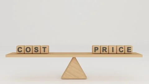 Comparison between cost and price, idea and  concept ,business investment f.. Stock Illustration
