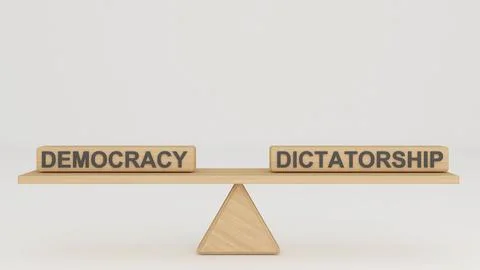 Comparison between democracy and dictatorship, idea and  concept ,business .. Stock Illustration