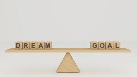 Comparison between dreams and goals, idea and  concept ,business investment.. Stock Illustration